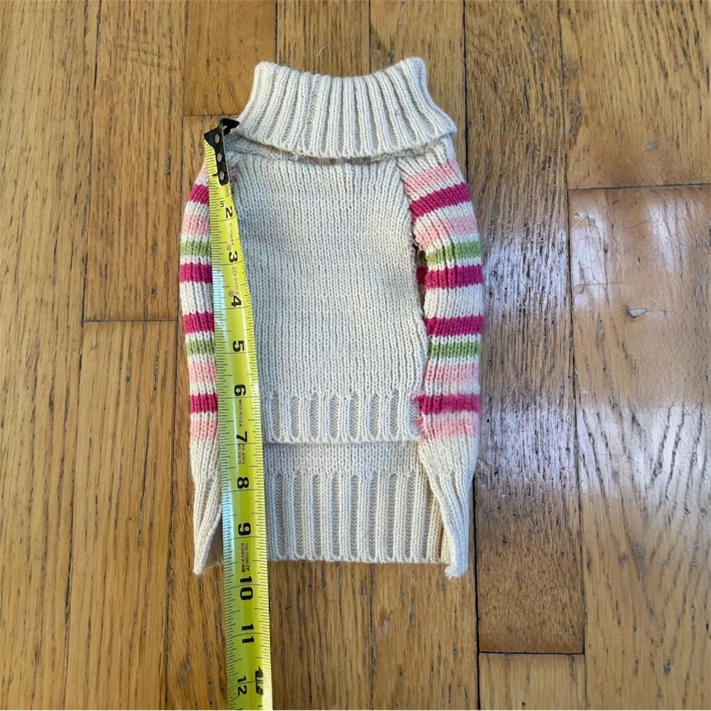 Dog Sweater Striped Chunky-knit Turtleneck Ribbed Cozy Winter Soft Size Small